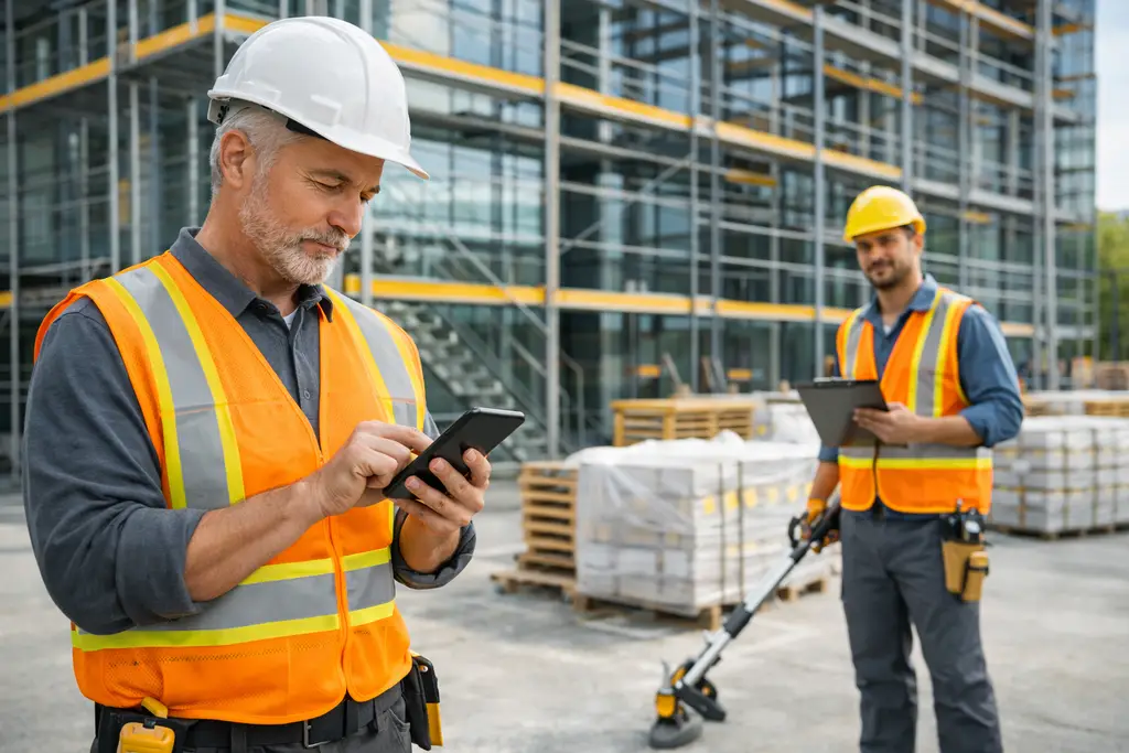 Professional construction team on site